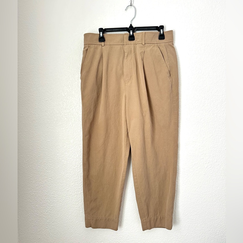 Everlane Trousers Women’s 12 Tan Pleated High Rise Chino Tapered Leg Pants